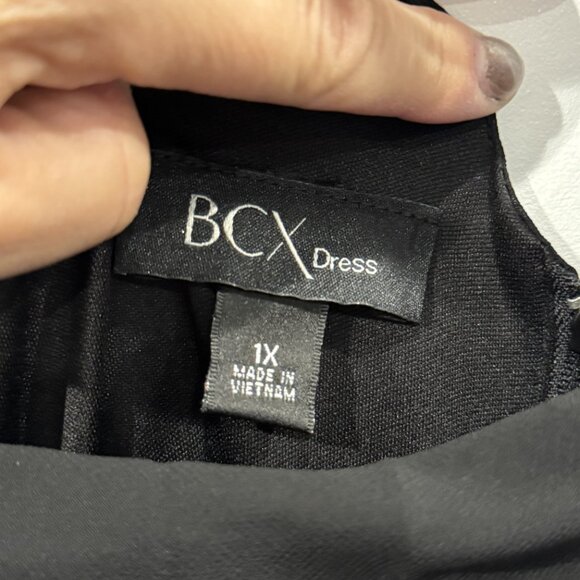 NWT BCX Cowl Neck Dress 1xl Black and Gold with Leopard Print Party NYE Wedding - Picture 5 of 7